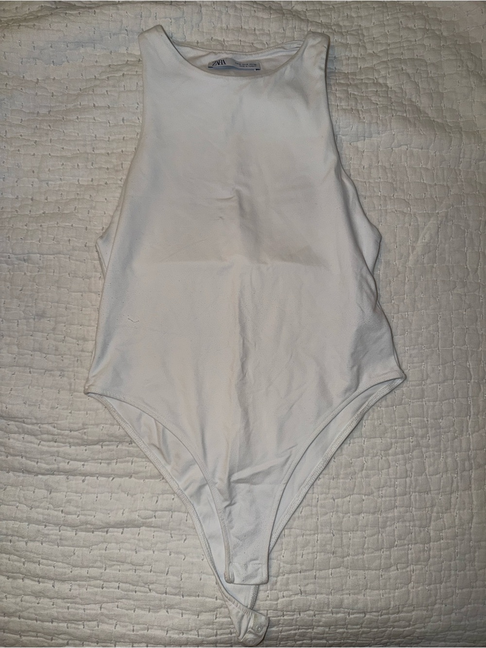 Zara White Sleeveless Bodysuit One-Piece